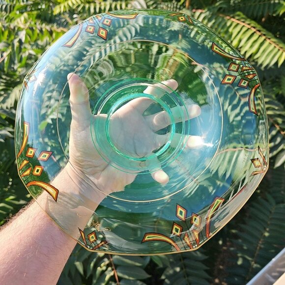Uranium Collectibe Hand Painted Glass Bowl Depression Glass Geiger Test Amazing! - Picture 5 of 16